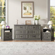 Gray Farmhouse Dresser & Nightstand Set