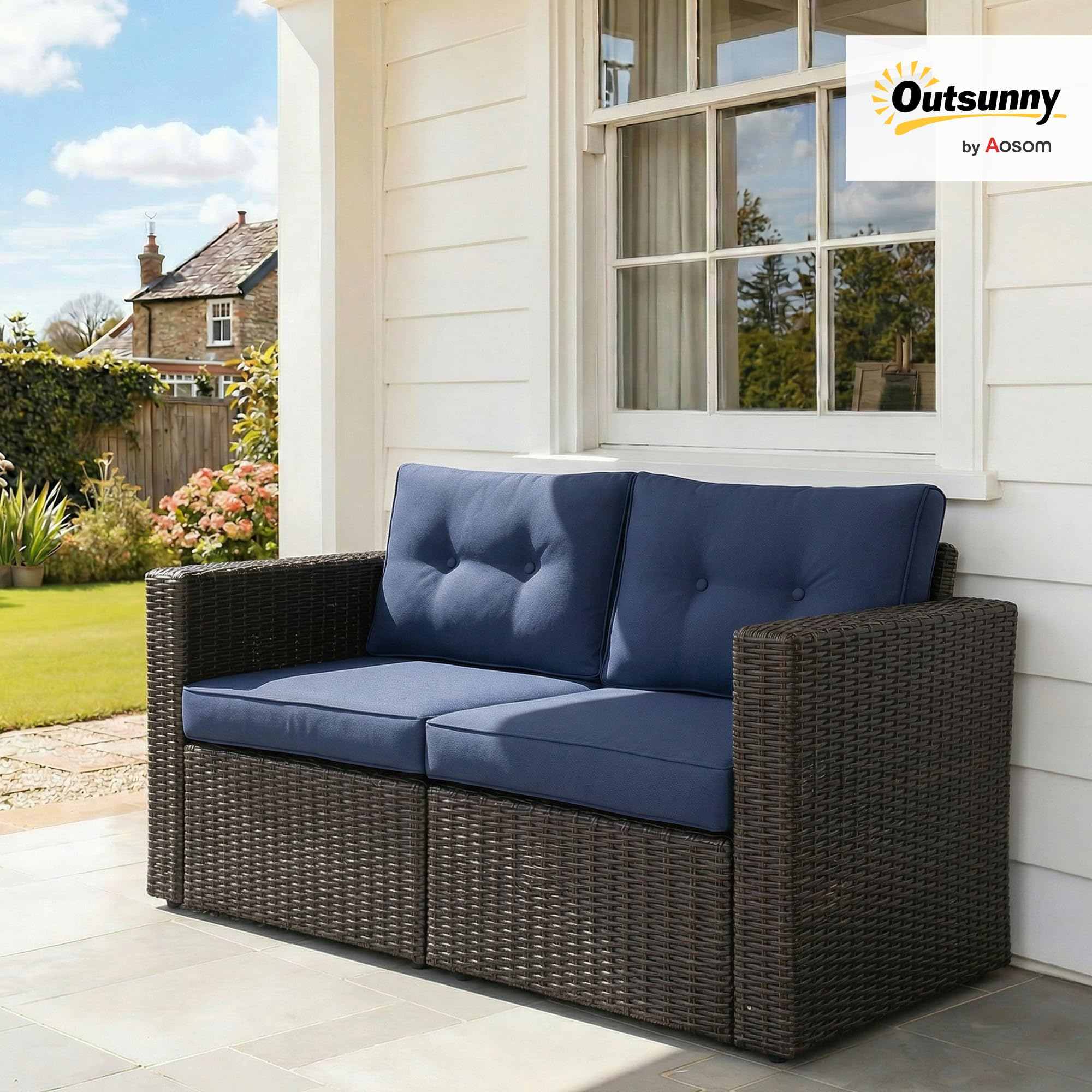 2-Piece Patio Wicker Corner Sofa Set