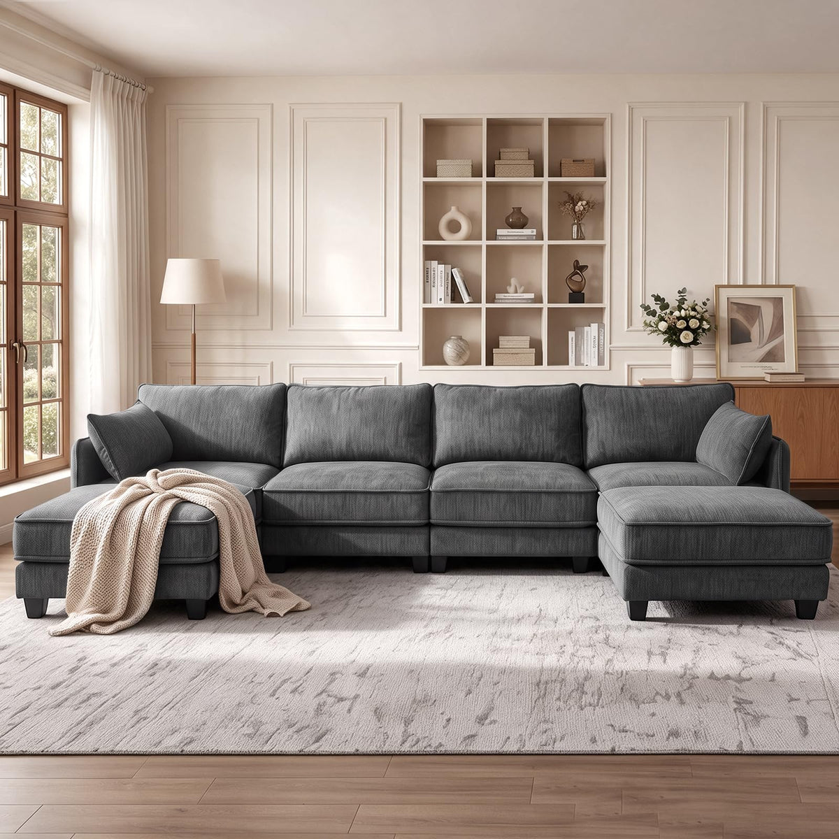 U-Shaped Chenille Modular Sectional