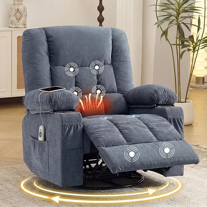 Massage Swivel Rocker Recliner Chair with Heat