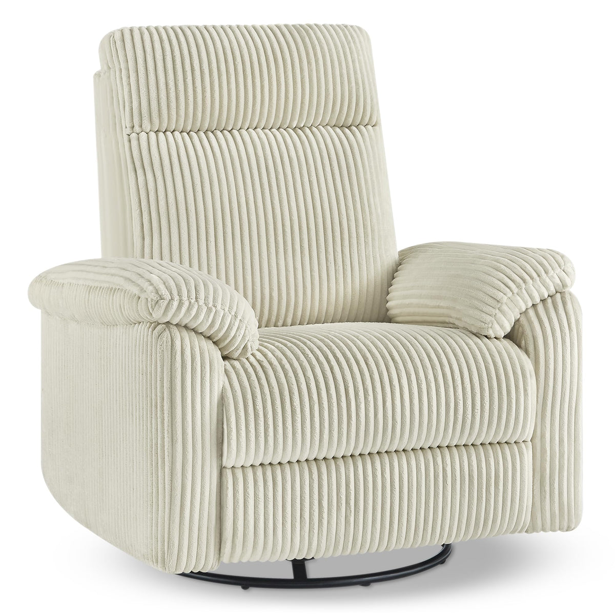 KISLOT Swivel Rocker Recliner for Adults, Corduroy 360 Degree Swivel Glider Recliner Manual 3-Position Adjustable Easy Assembly for Small Space Living Room Nursery Bedroom