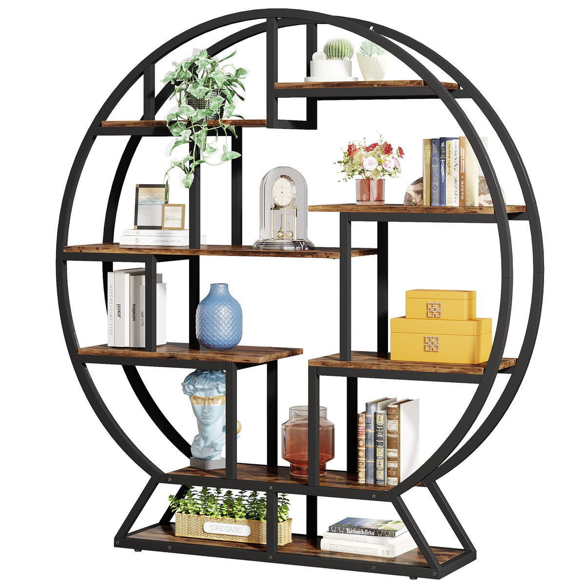 63-Inch Round Etagere Bookshelf