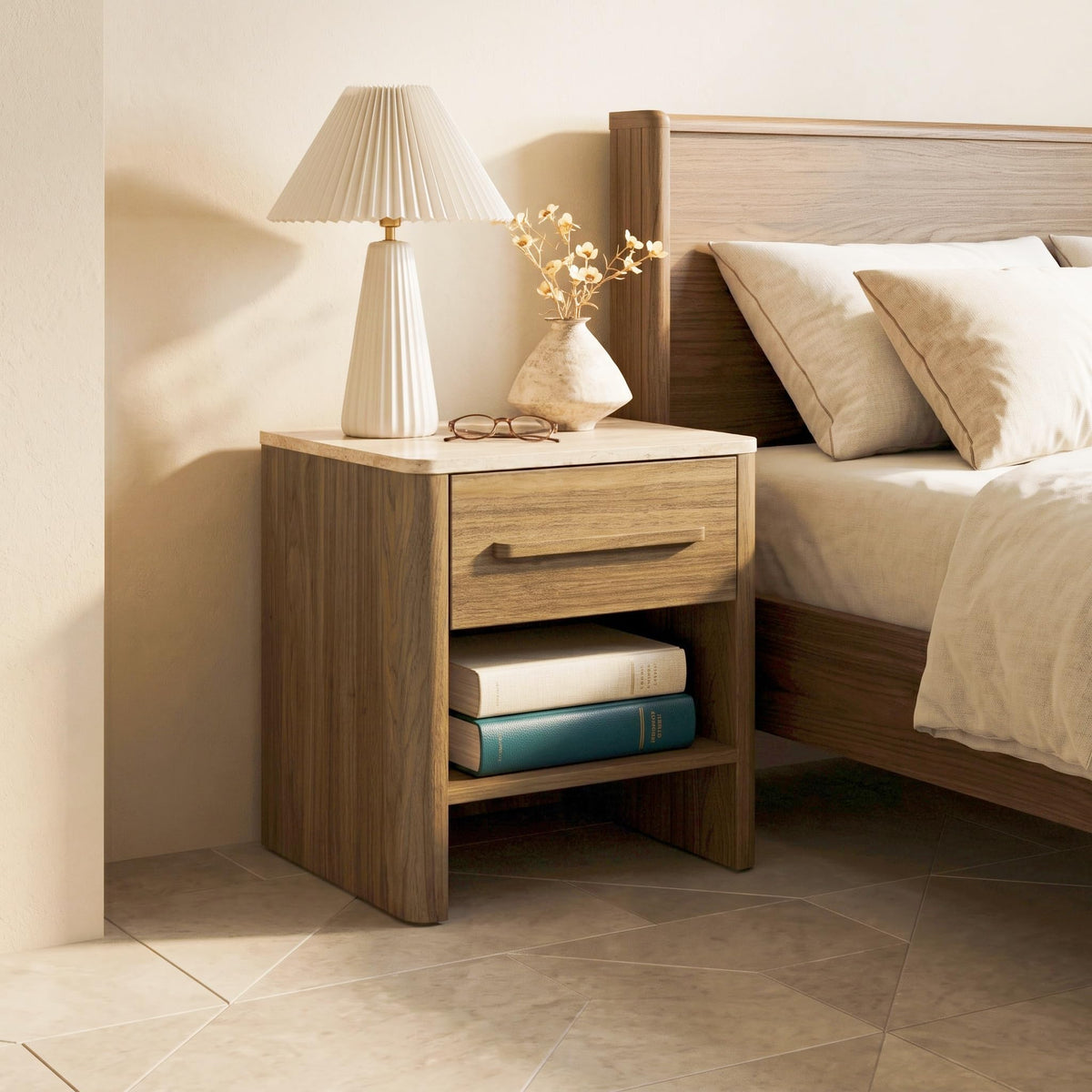 Walnut Nightstand with Drawer