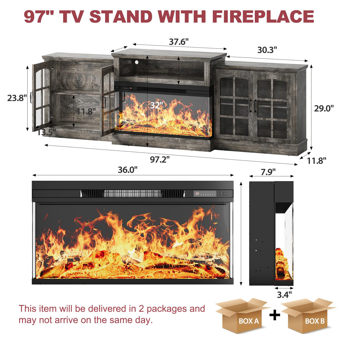Farmhouse Fireplace TV Stand
