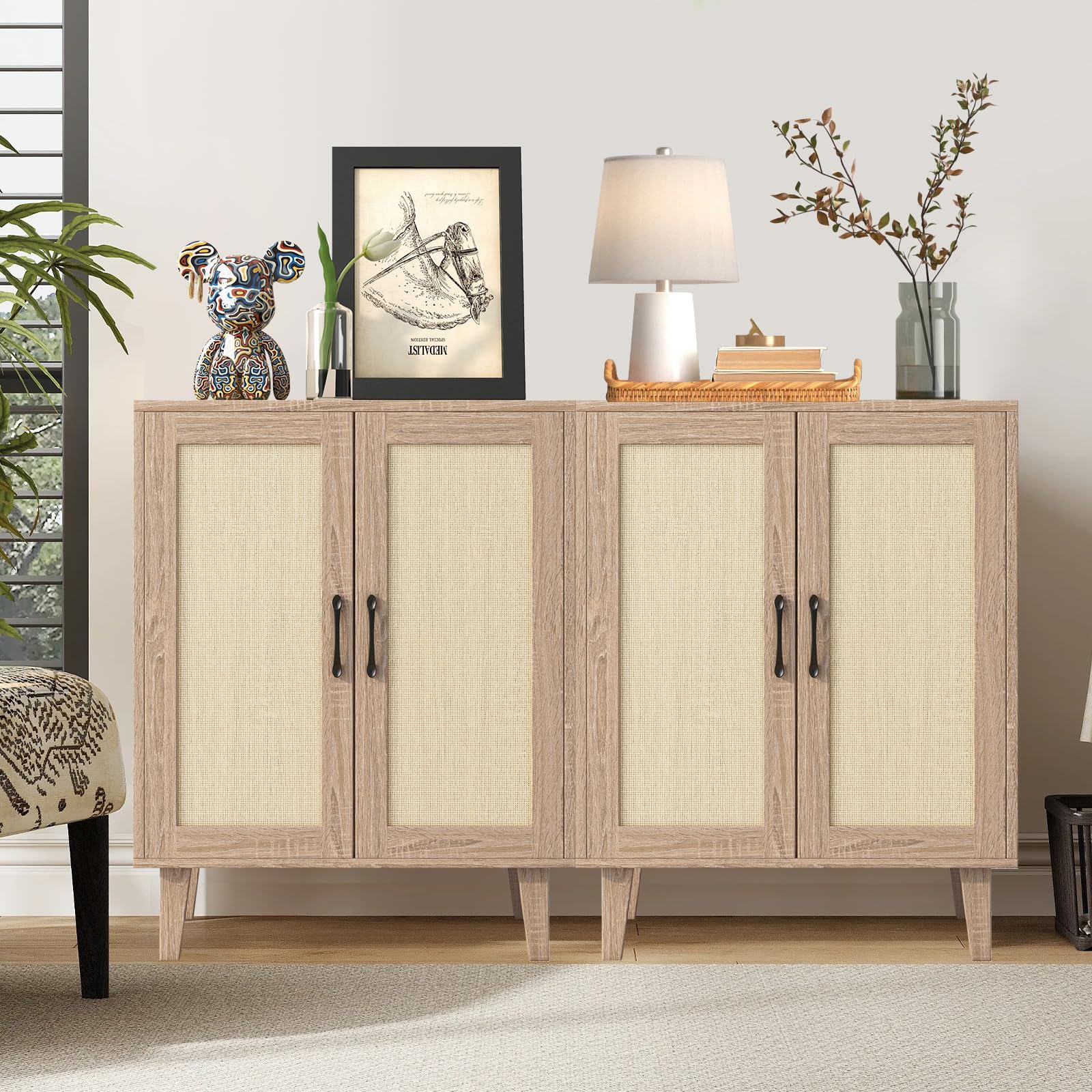 Rattan Door Buffet Cabinet Sideboard