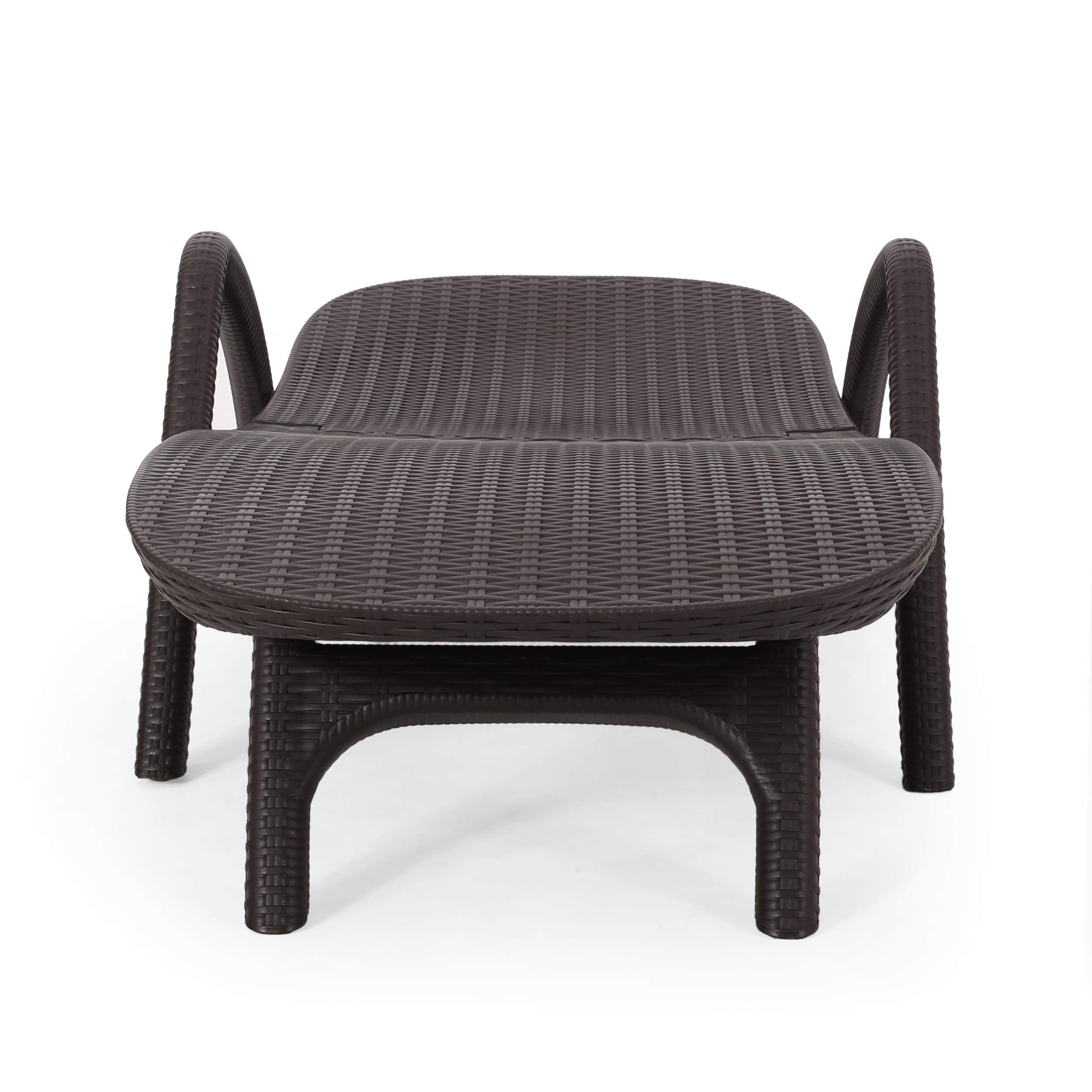 Outdoor Faux Wicker Chaise Lounge with Adjustable Backrest
