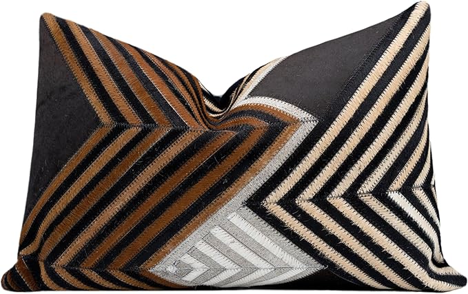 Cowhide Leather Patchwork Throw Pillows
