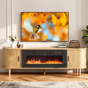 70" Fluted Fireplace TV Stand with Sliding Door