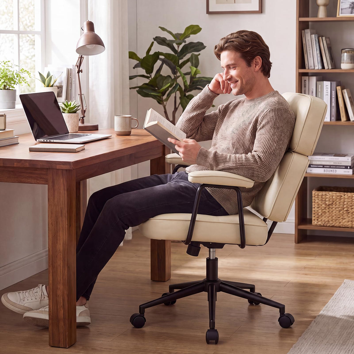 OLIXIS Ergonomic Home Office Desk Chair, PU Leather Computer Chair