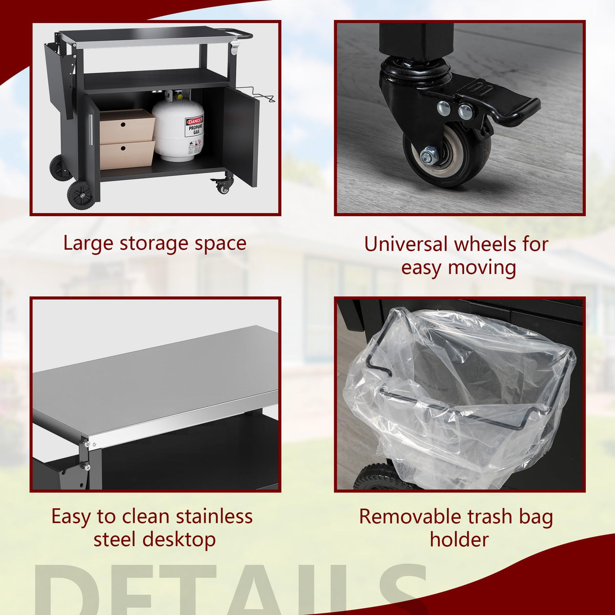 Black Outdoor Grill Cart