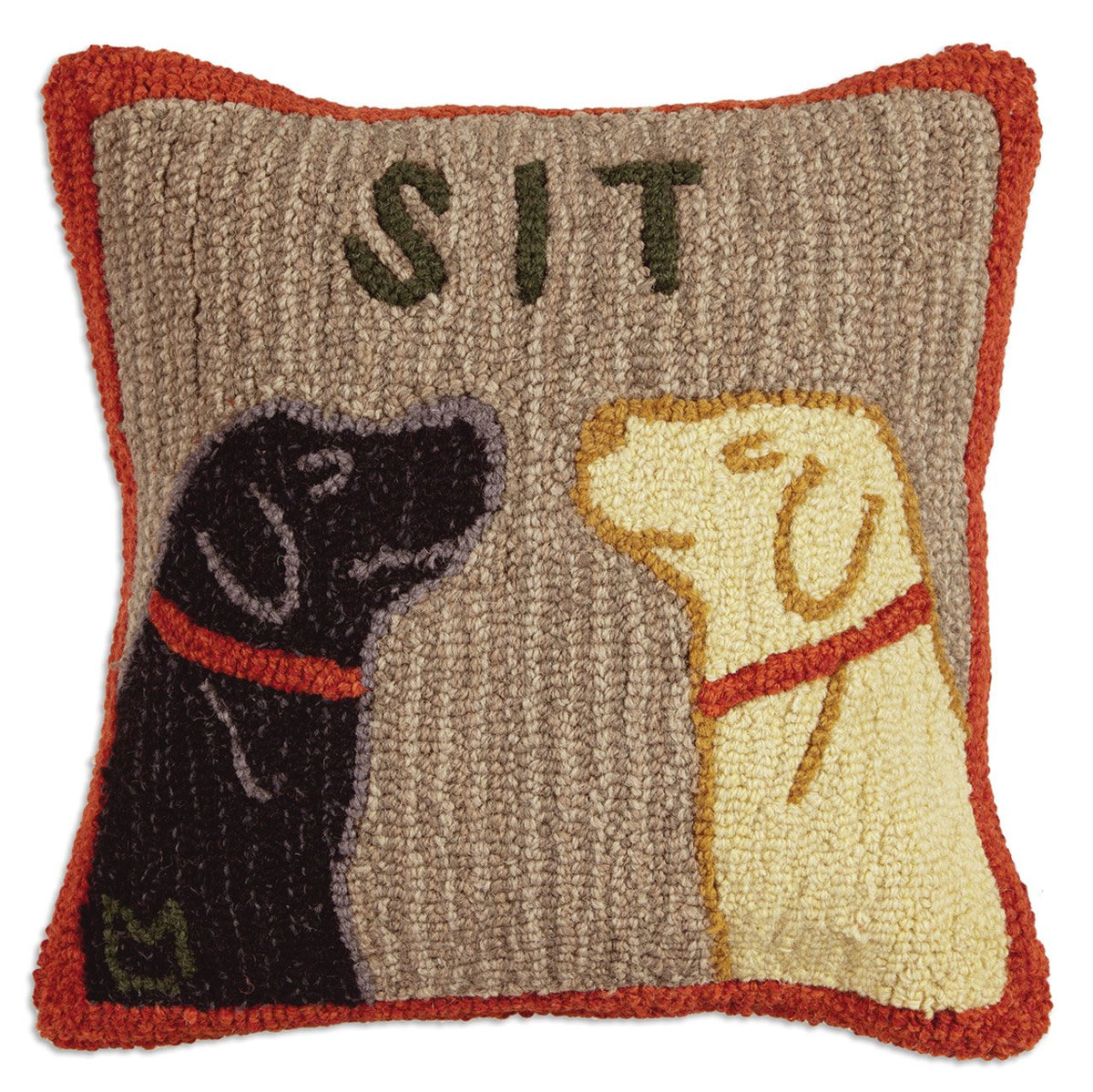 Two Dogs Wool Throw Pillow