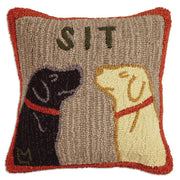 Two Dogs Wool Throw Pillow