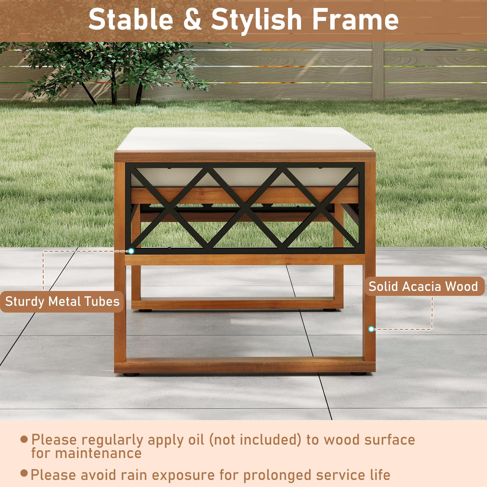 Wicker Outdoor Ottomans Set of 2
