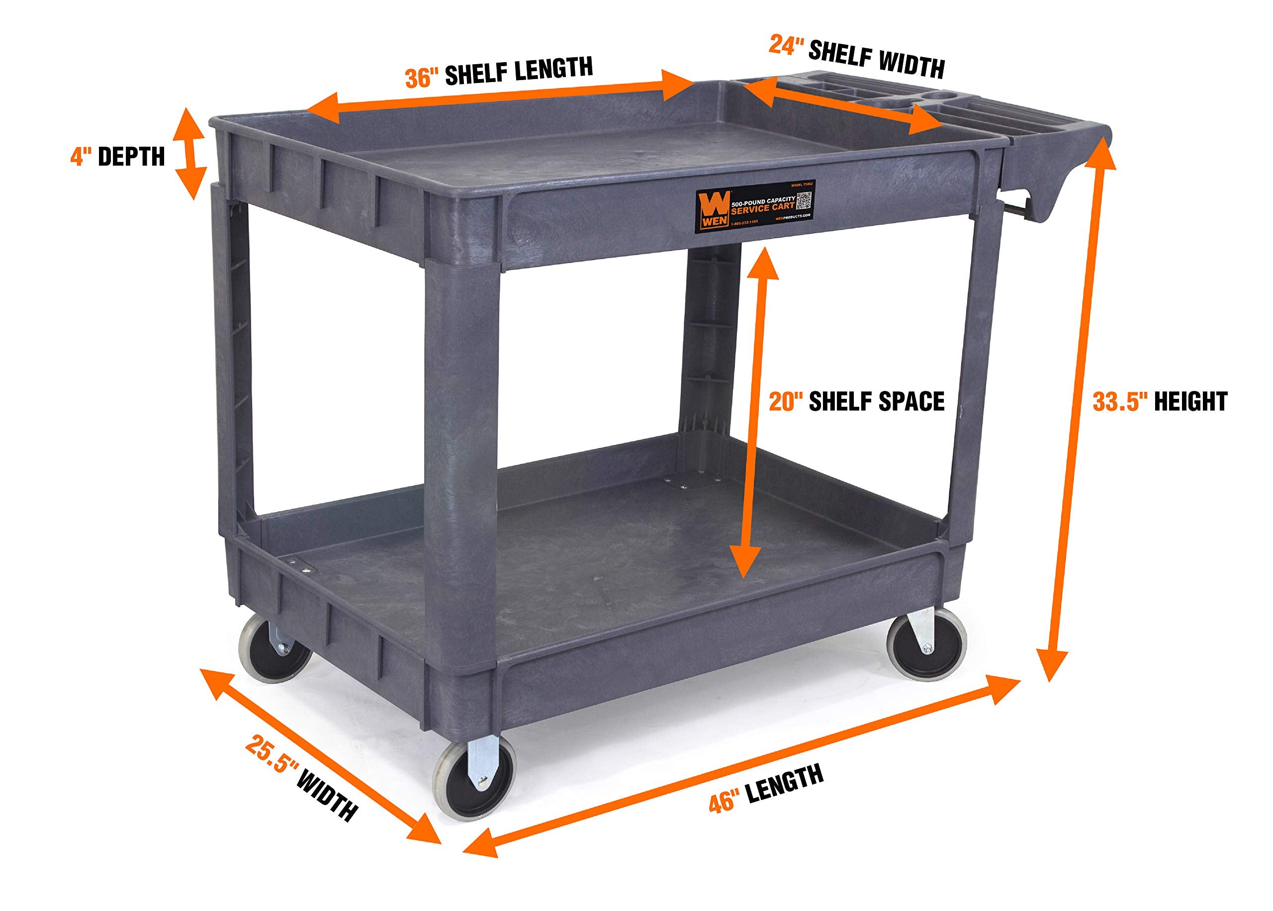 500 lb Capacity Extra Wide Service Utility Cart