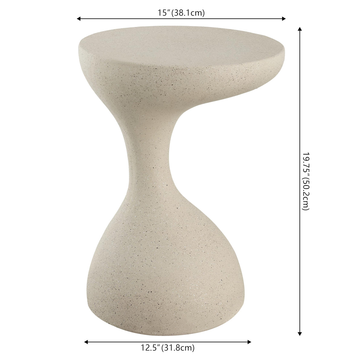 JONATHAN Y Boracay Sculptural Side Table 19.75", Cream Terrazzo