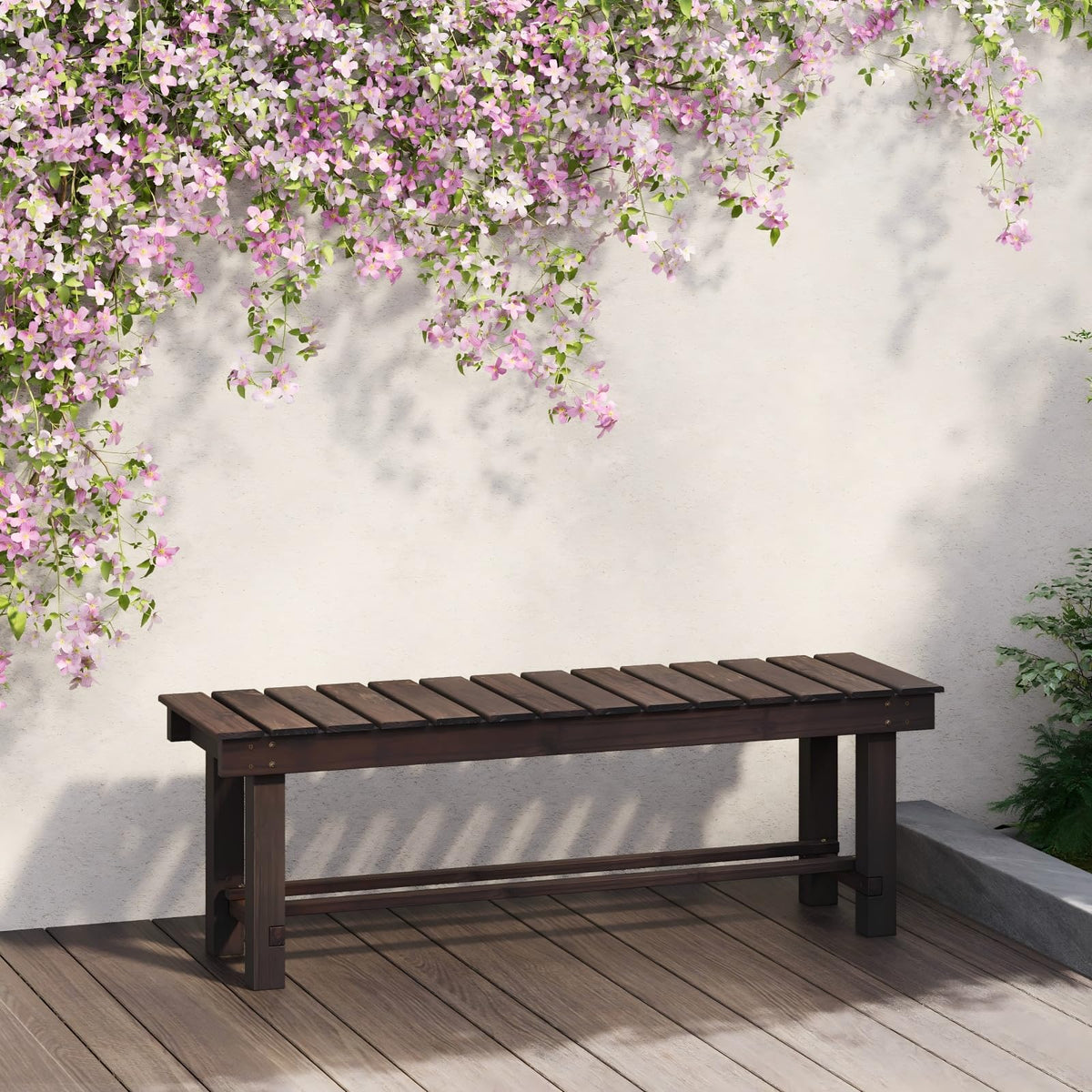 Backless Fir Wood Garden Bench