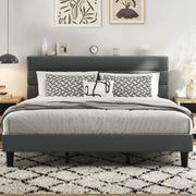 Upholstered Platform Bed Frame with Velvet Headboard