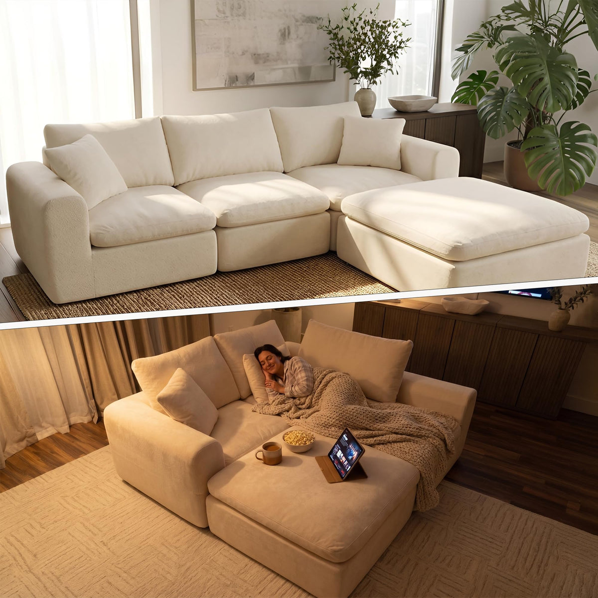 Beige Modular Sectional Sofa