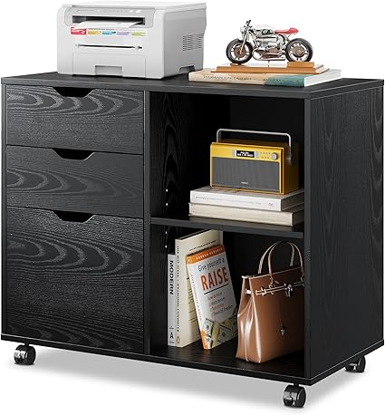 3-Drawer Mobile Filing Cabinet with Printer Stand