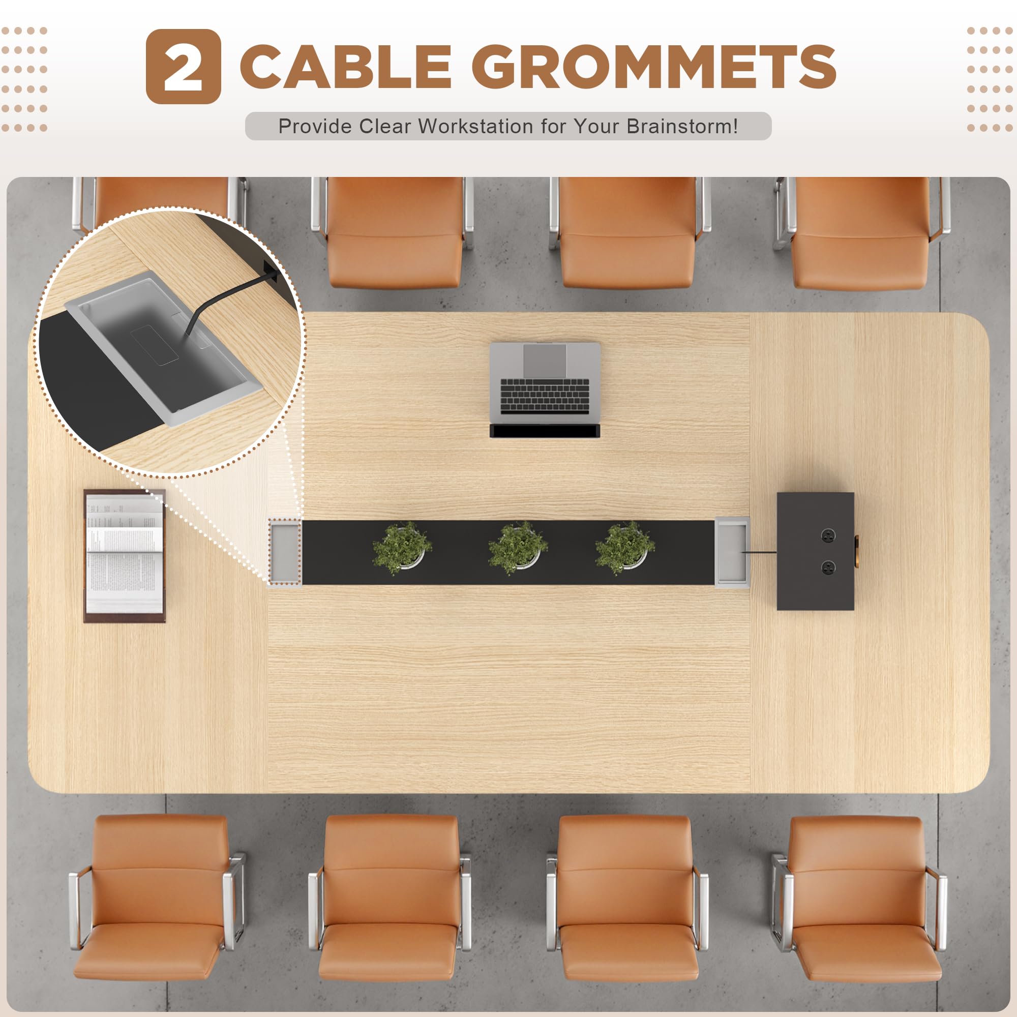 8FT Conference Table with Cable Grommets