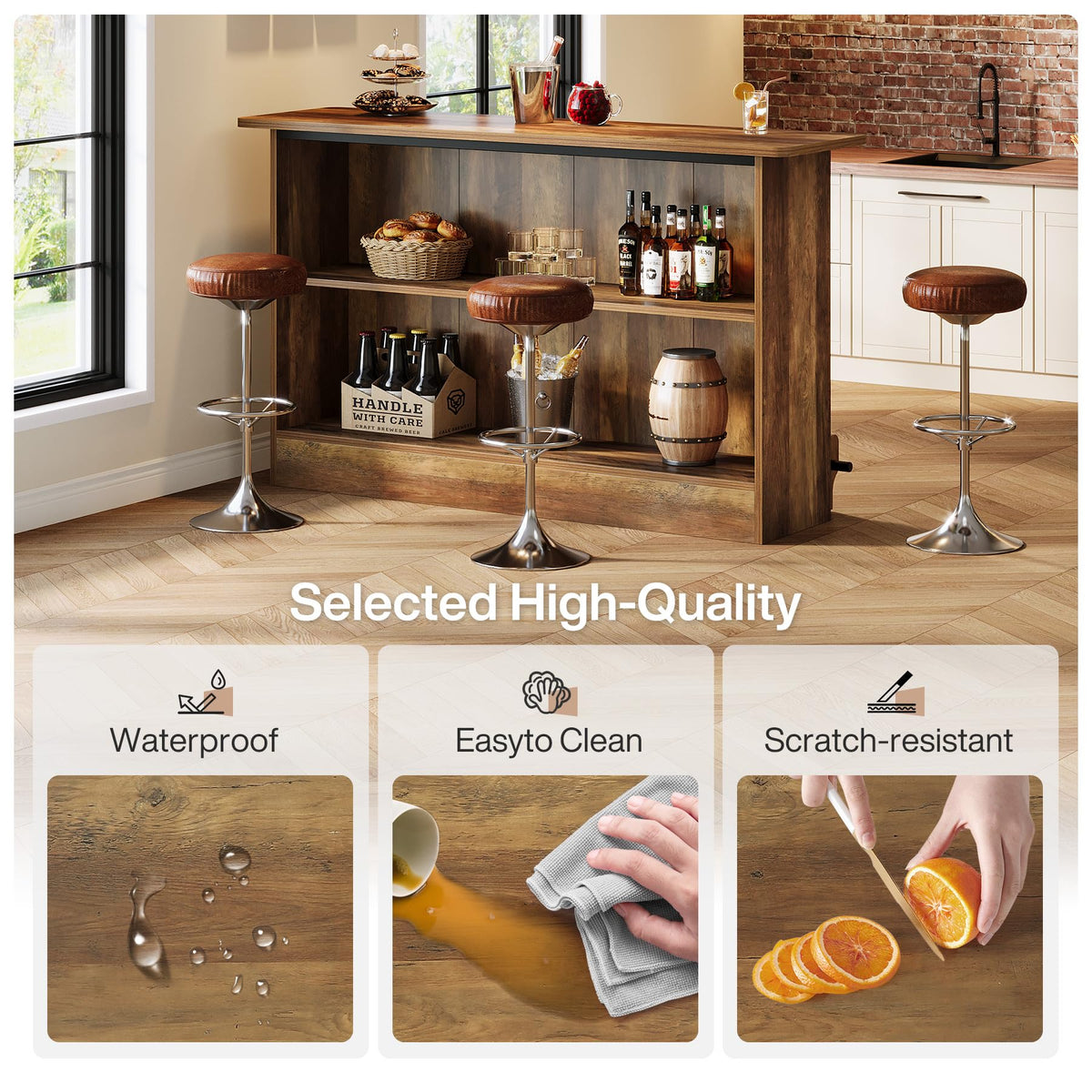Rustic Bar Table with Storage
