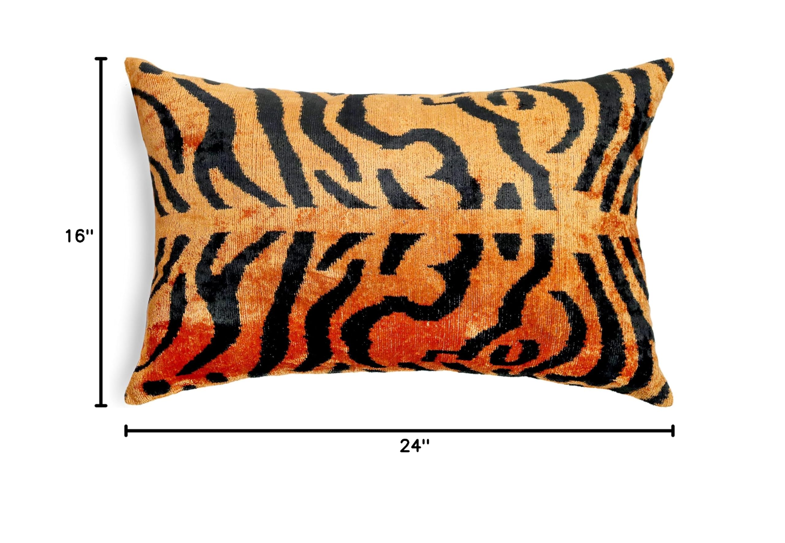Velvet Tiger Print Throw Pillow with Down Feather Insert