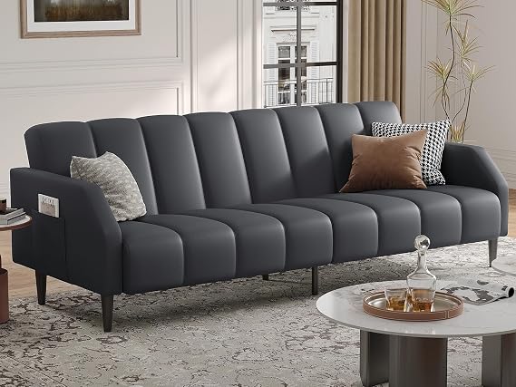 Faux Leather Futon Sofa Bed