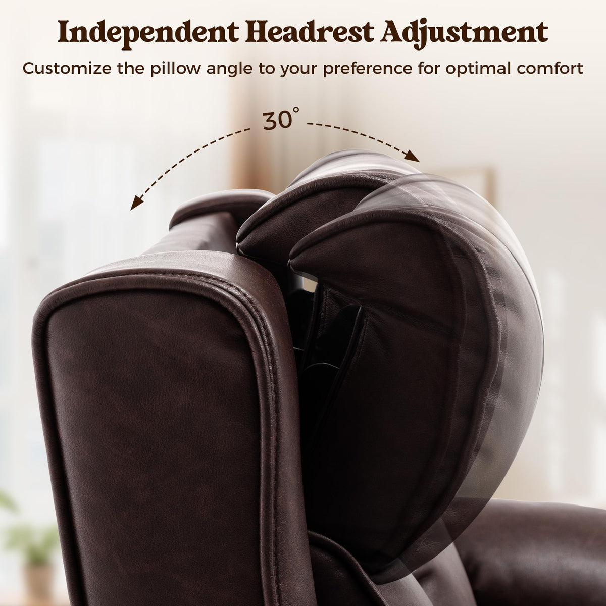 Big and Tall Triple Motor Power Lift Recliner Chair, Dark Brown
