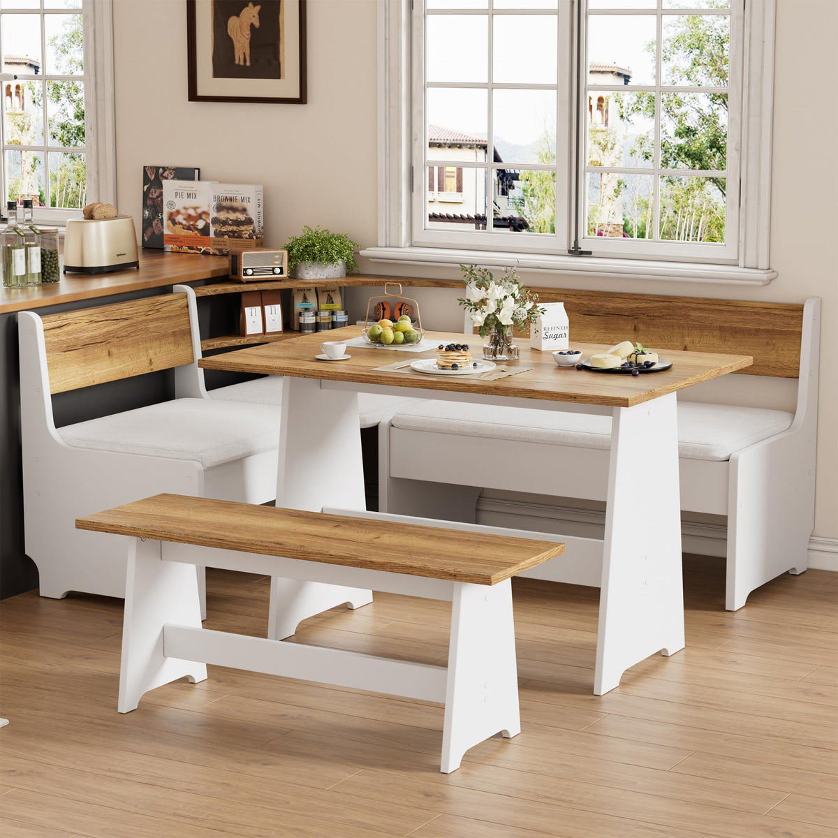 PAKASEPT Corner Breakfast Nook Table Set Kitchen Bench with Soft Cushion