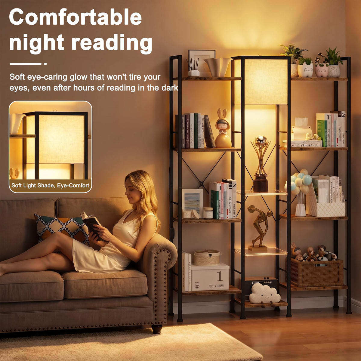Triple Bookshelf with LED Light