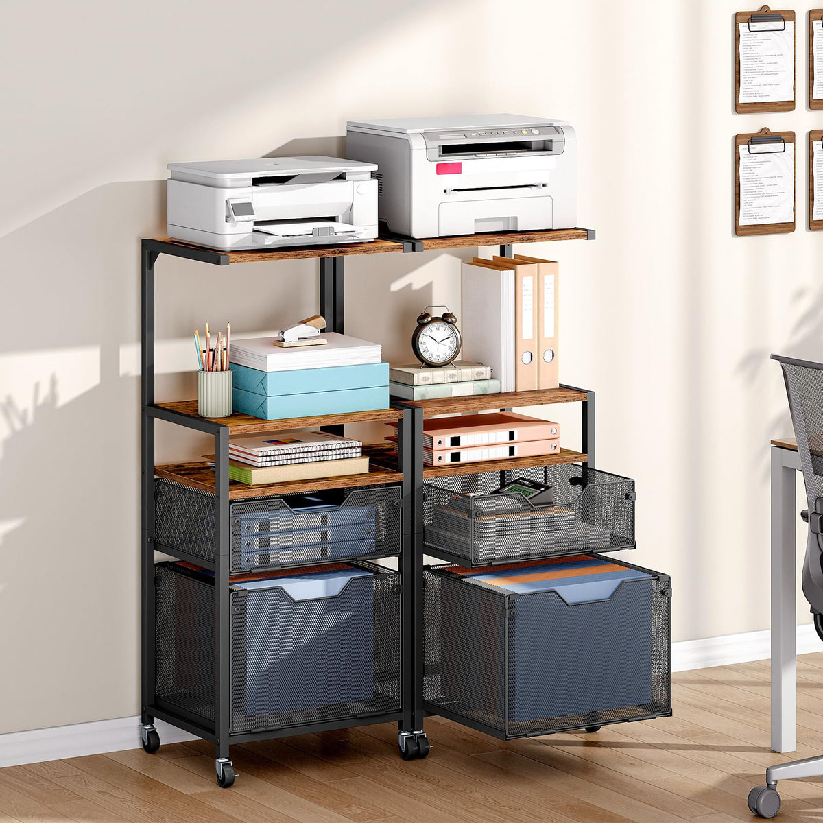 Rolling File Cabinet with Shelves