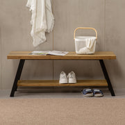 Rustic Oak Shoe Storage Bench