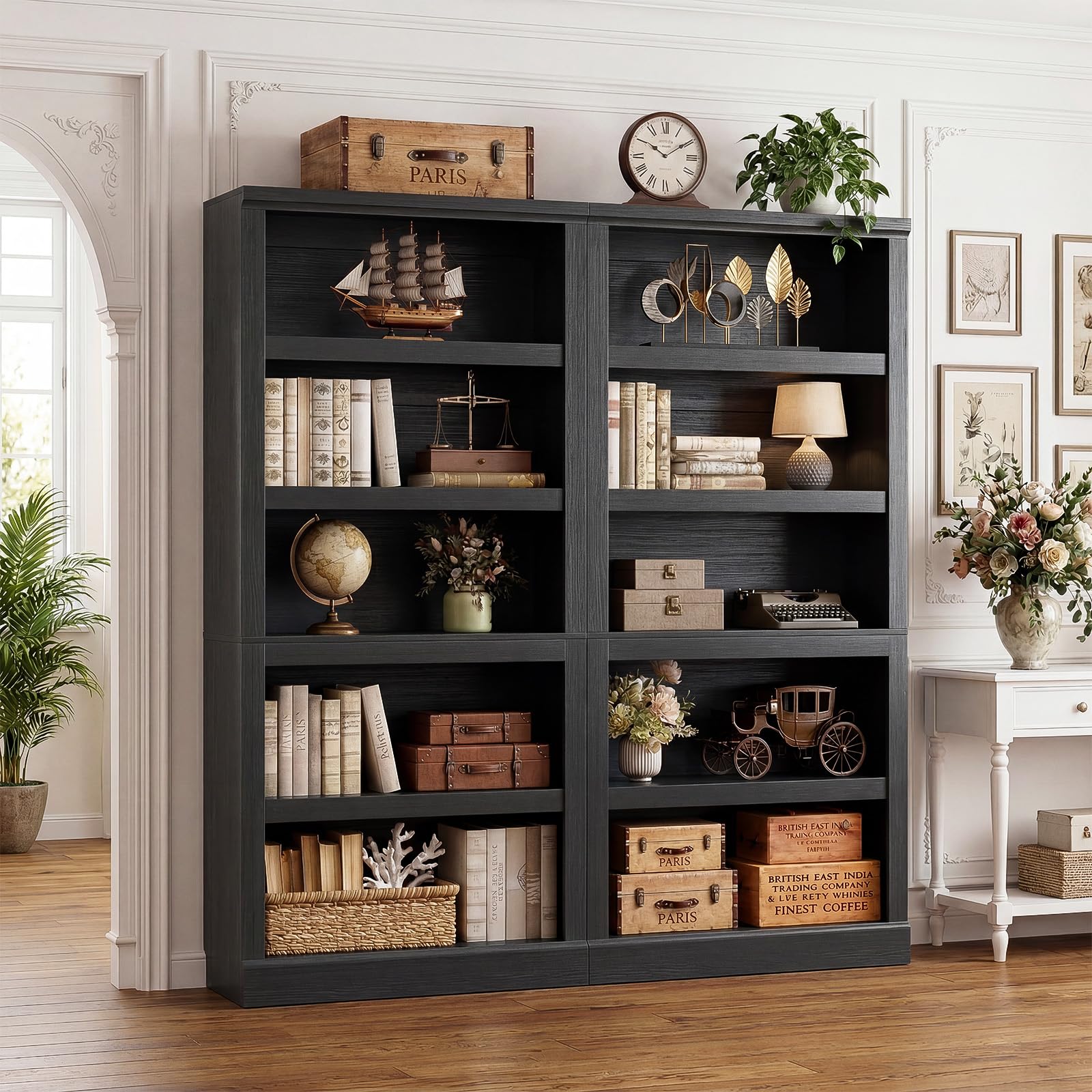 Unikito Bookshelf, 5 Tier Book Shelf, 71 Inch Tall Bookcase with Adjustable Shelves, Open Storage Book Case, Sturdy Display Shelf Stand, Large Bookshelves for Living Room, Home Office, Bedroom, Black