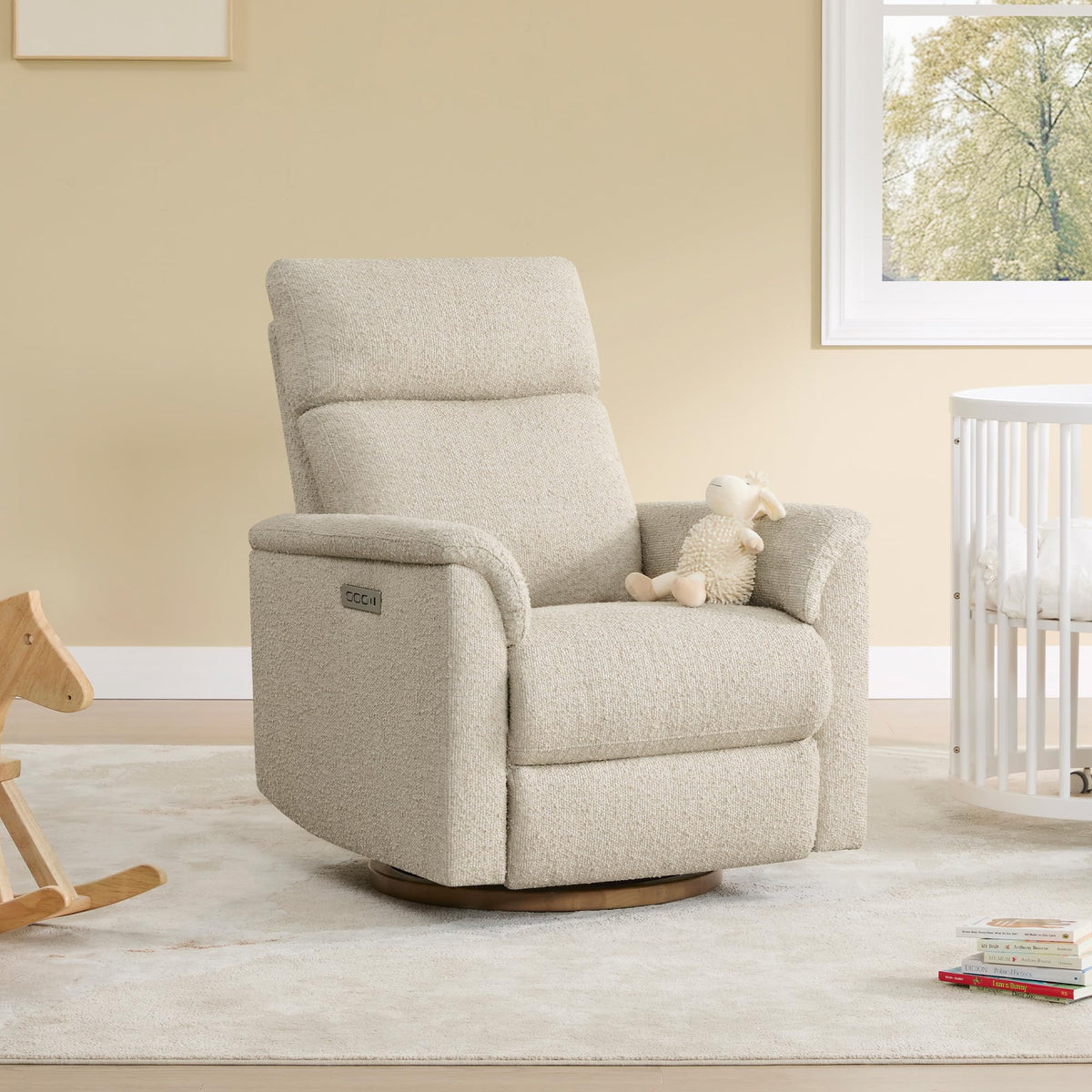 CHITA Power Recliner Chair with Nightlight, Nursery Glider, Boucle in Sand