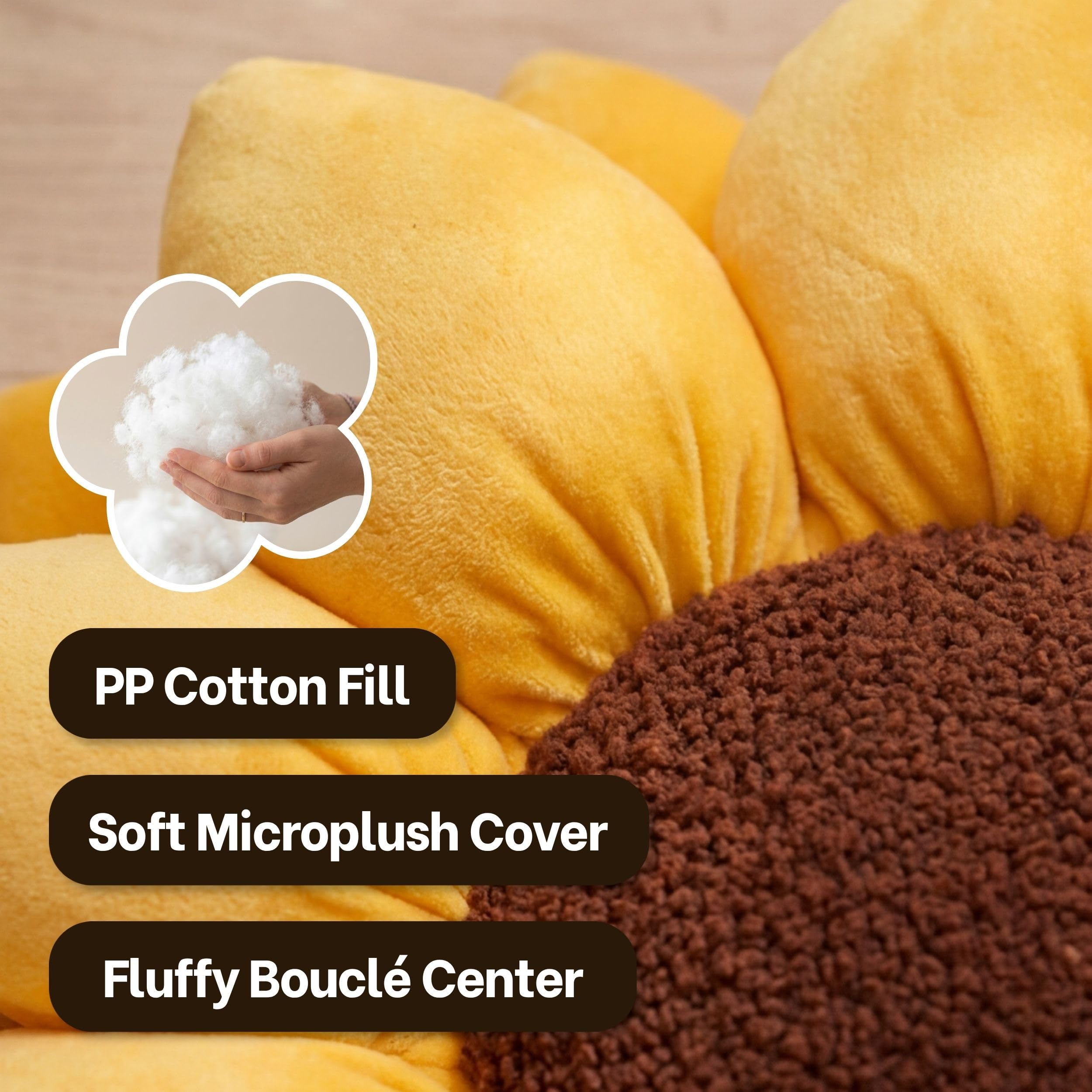 3D Sunflower Shaped Throw Pillow