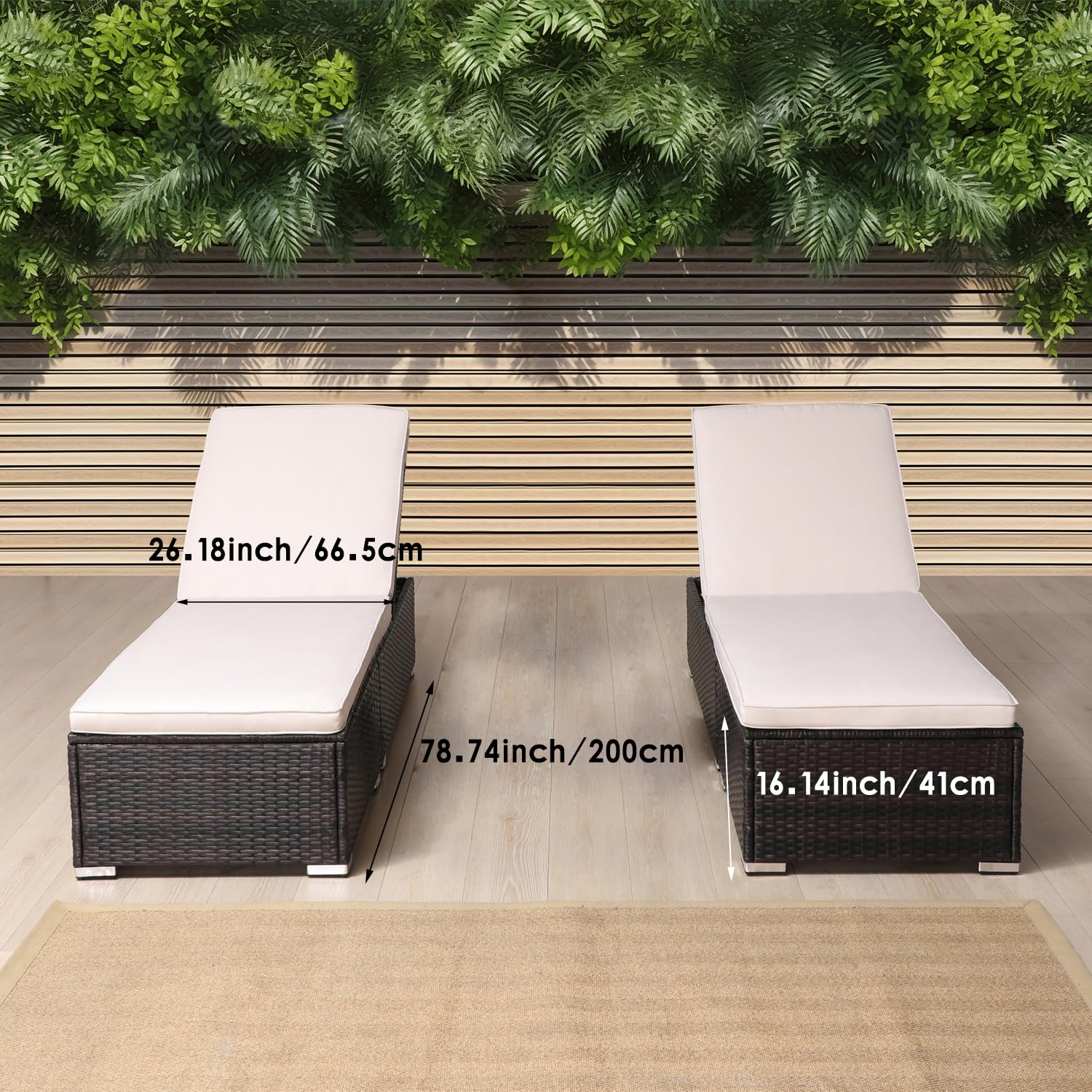 Outdoor PE Wicker Chaise Lounge Set