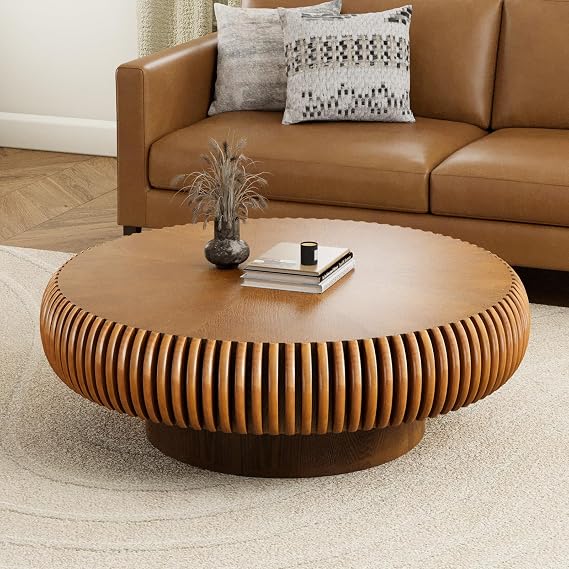 Black Fluted Drum Coffee Table