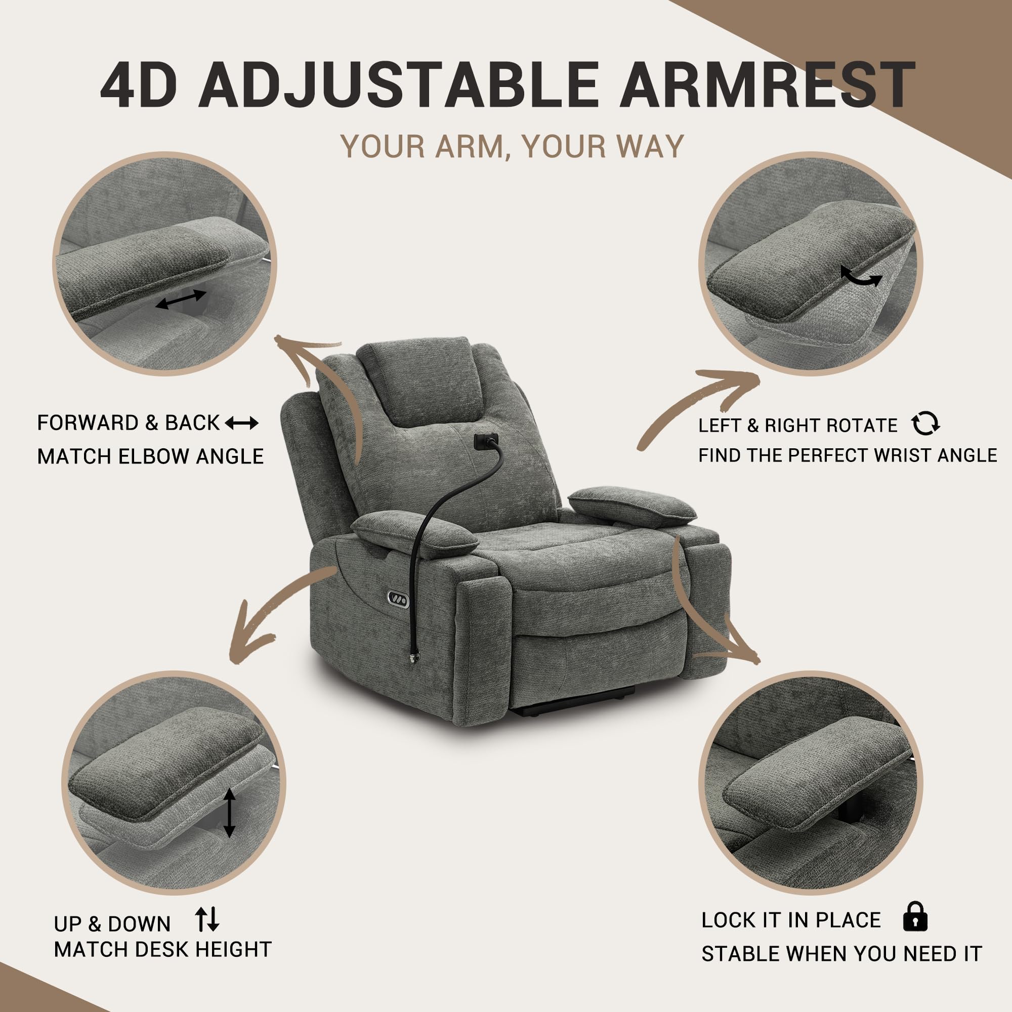 L-Shape Power Lift Recliner Chair with Massage & Heat