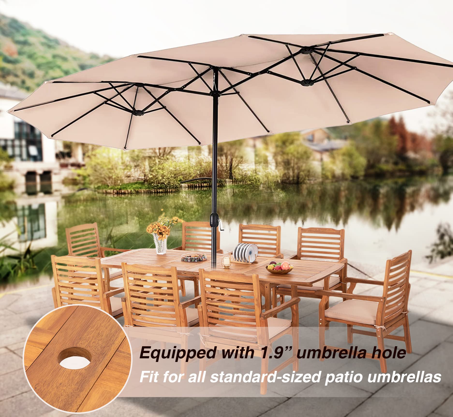 Acacia Wood Extendable Patio Dining Set