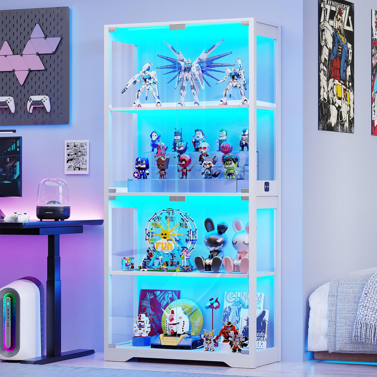 4-Tier LED Glass Display Cabinet