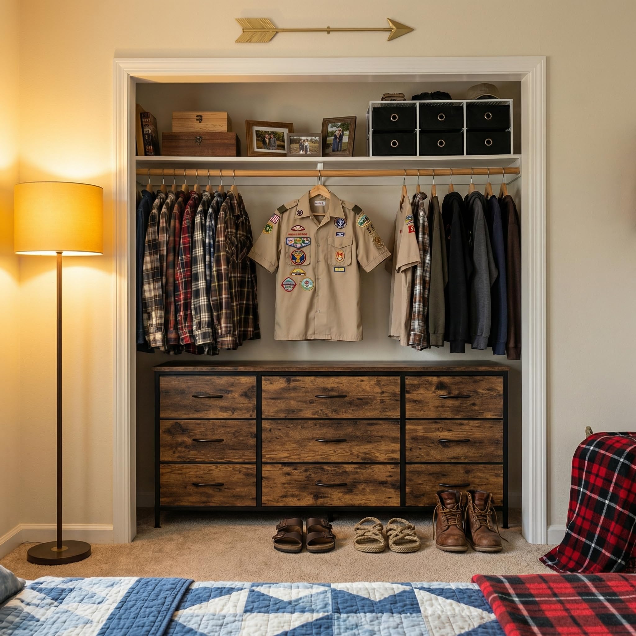 EnHomee Dresser for Bedroom, 9 Drawers Dresser TV Stand for 55, 60 Inch TV, Large Entertainment Center, Wide Chest of Drawers for Closet, Living Room, Rustic Brown