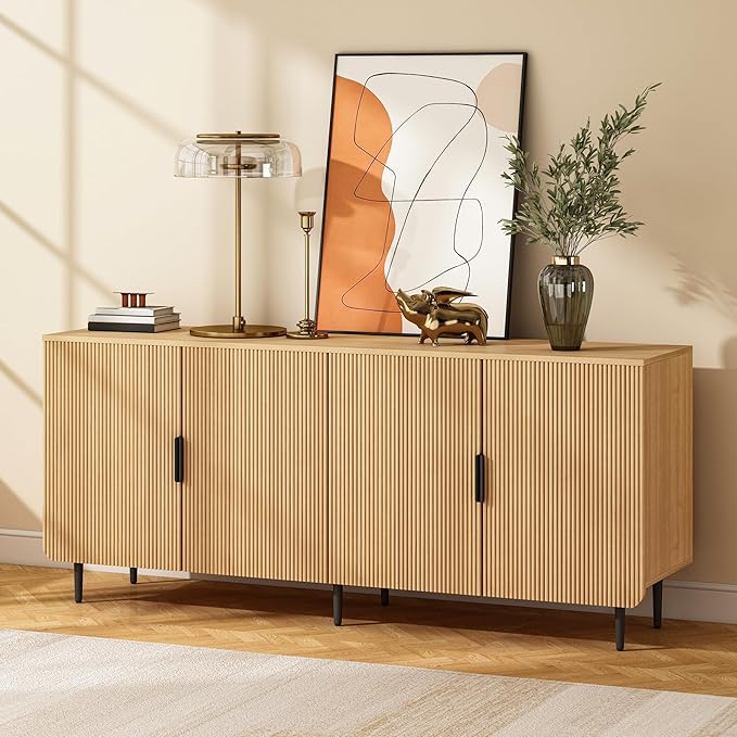 65" Fluted Sideboard Buffet Cabinet with Storage