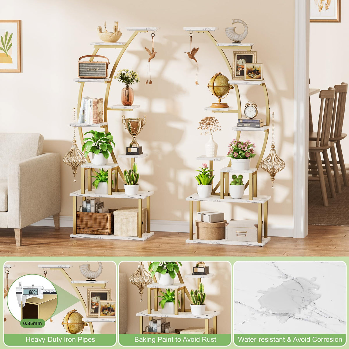 2 Pack Plant Stand Indoor with Grow Lights, 9 Tier Large Tall Plant Shelf