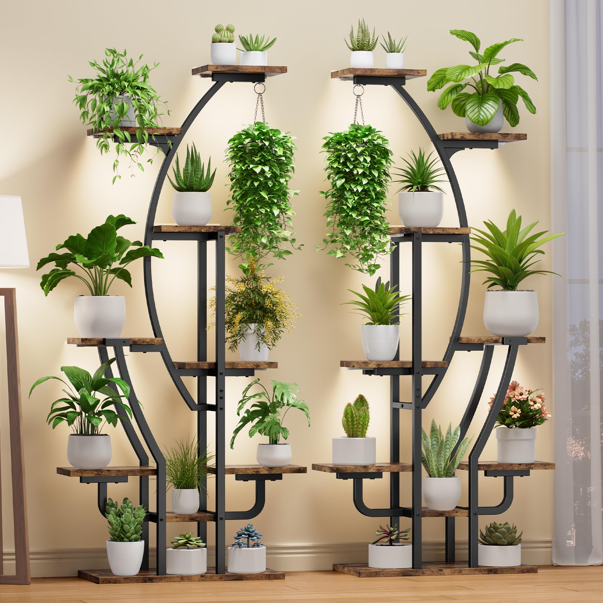 9-Tier Corner Plant Stand with Grow Lights