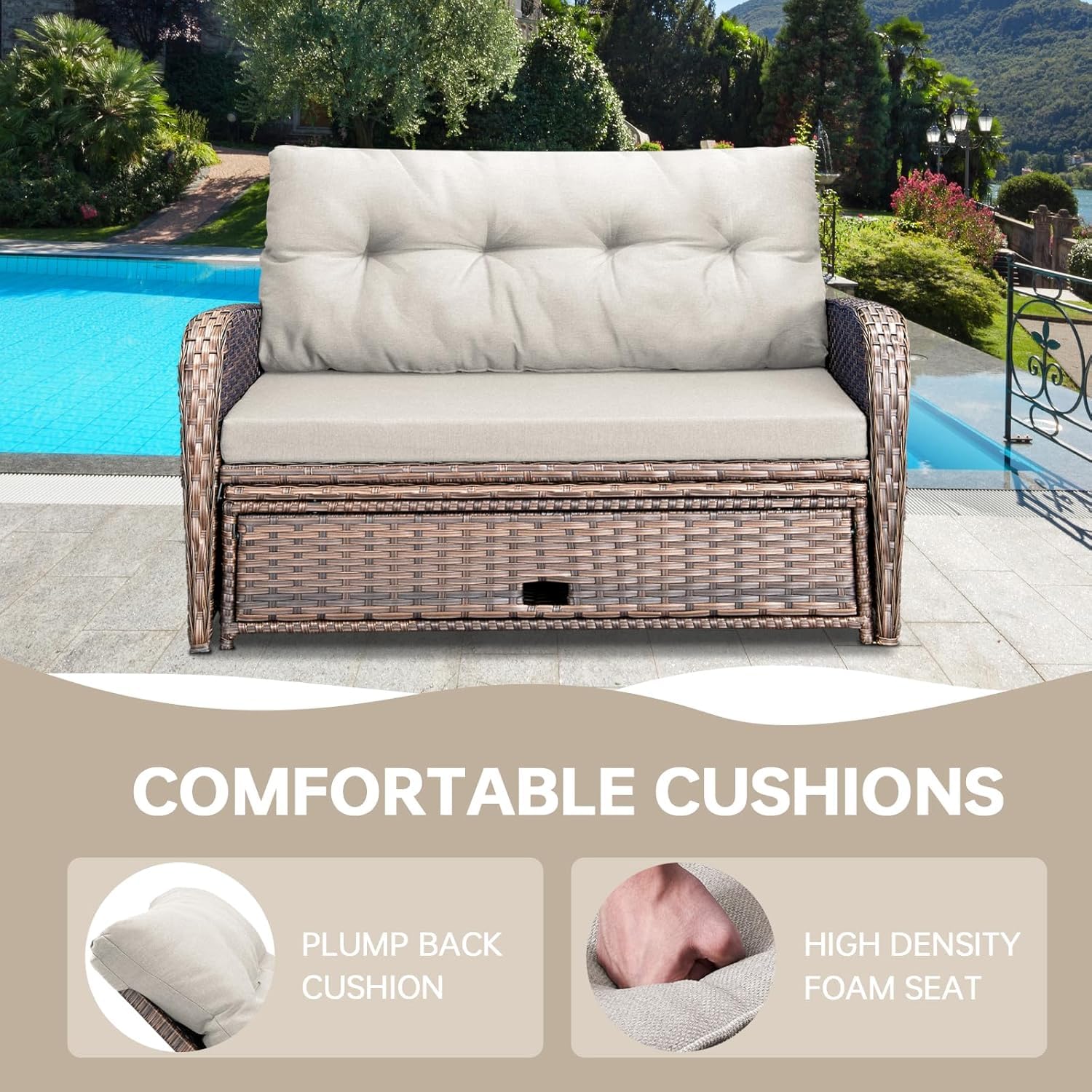 Outdoor Wicker Patio Daybed Sofa