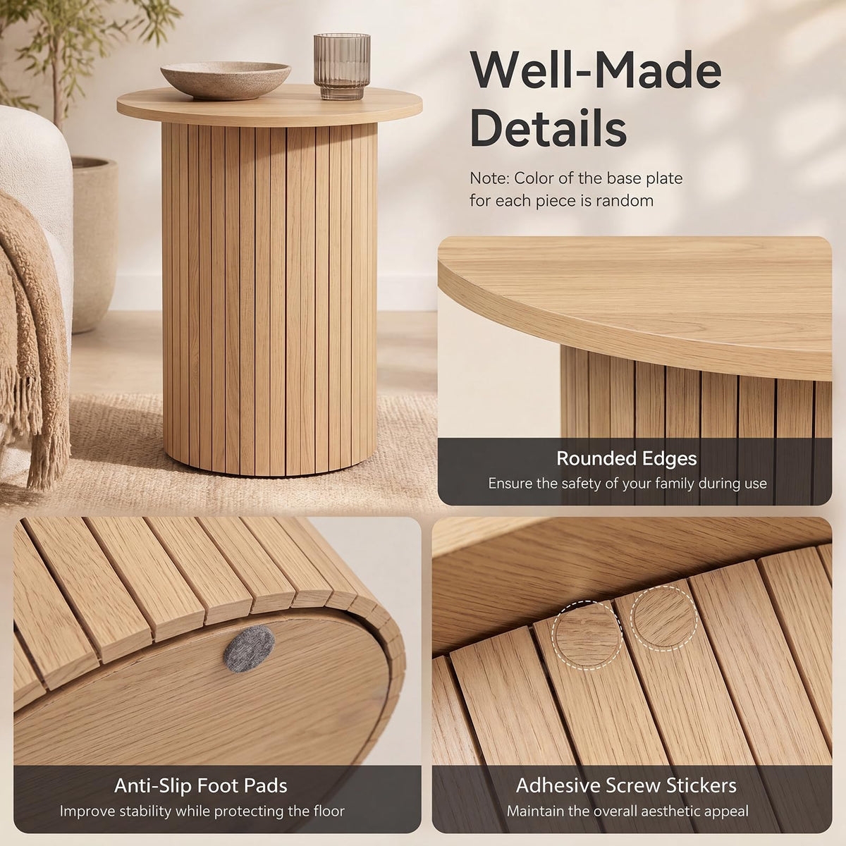 Round Fluted Side Table