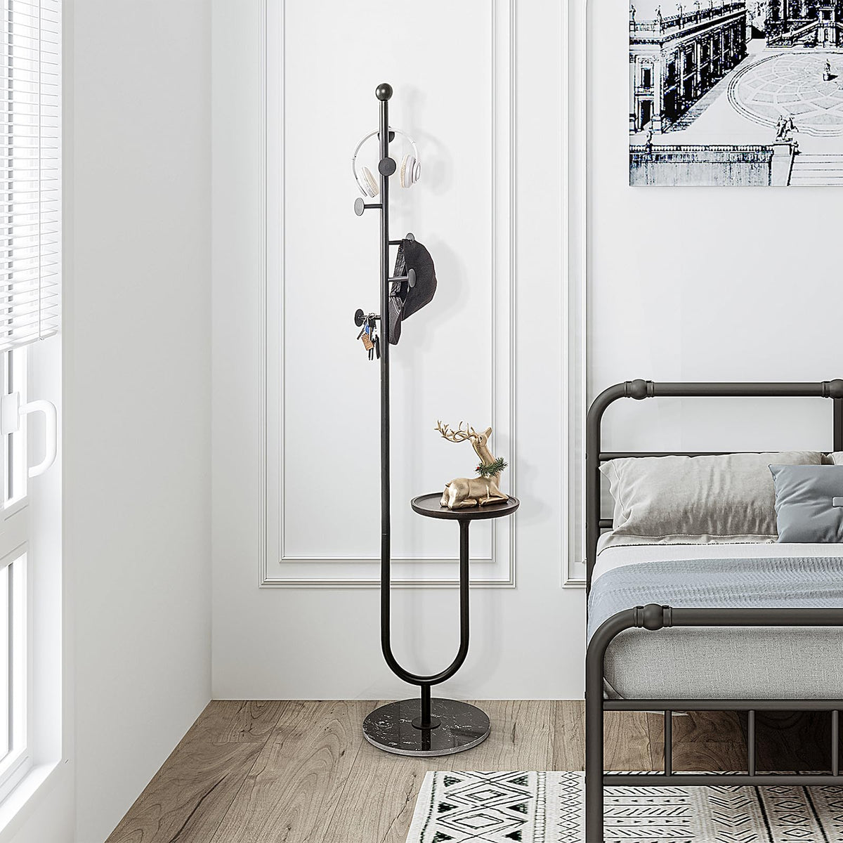 JIAYUEJU Coat Rack Freestanding with Table for Entryway (Black)