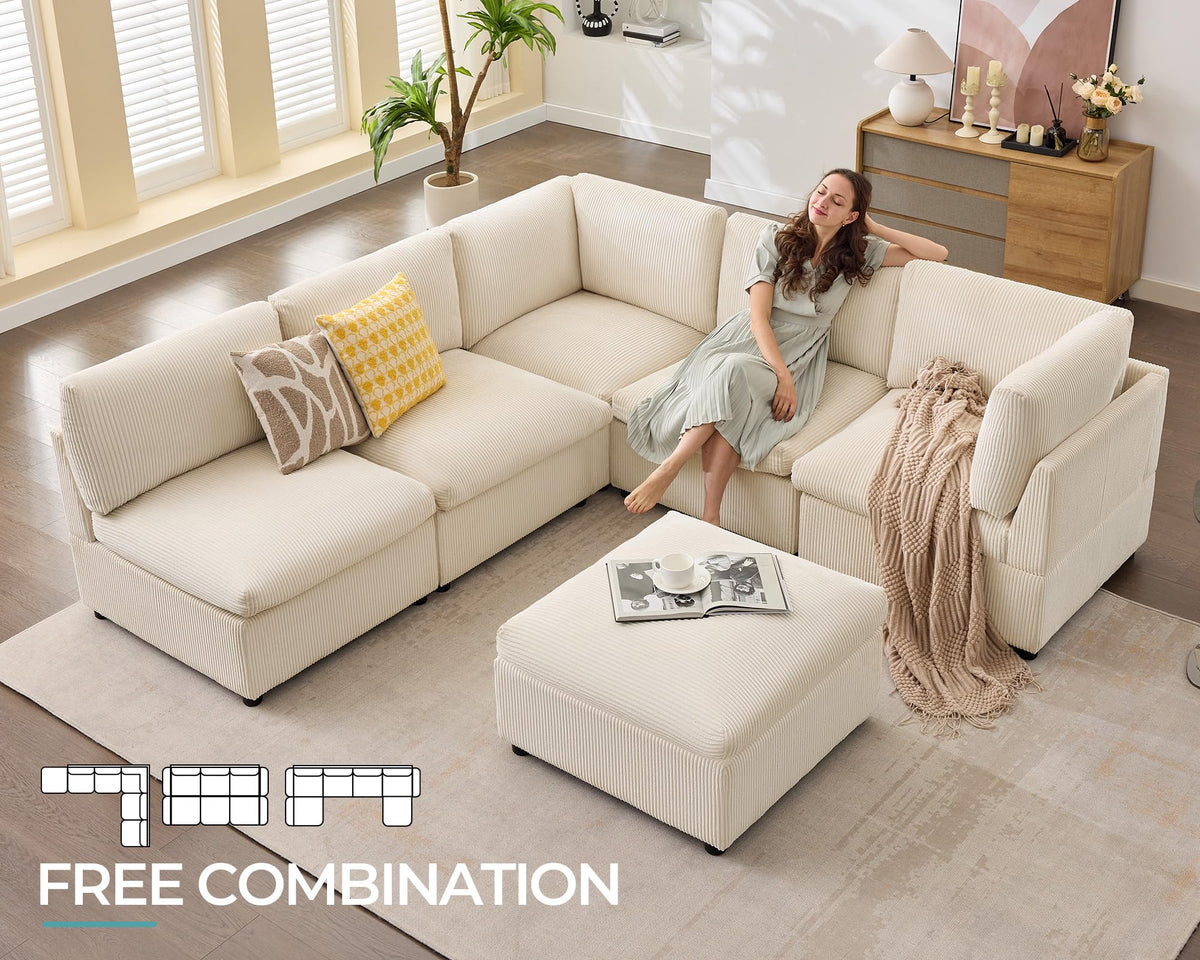 Modular Corduroy Sectional Sofa