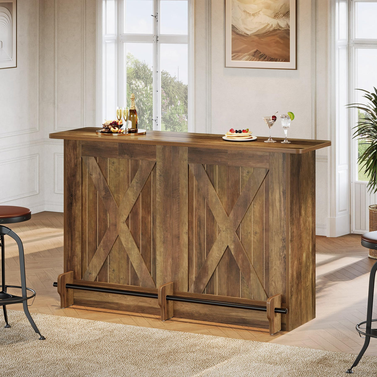 Rustic Bar Table with Storage