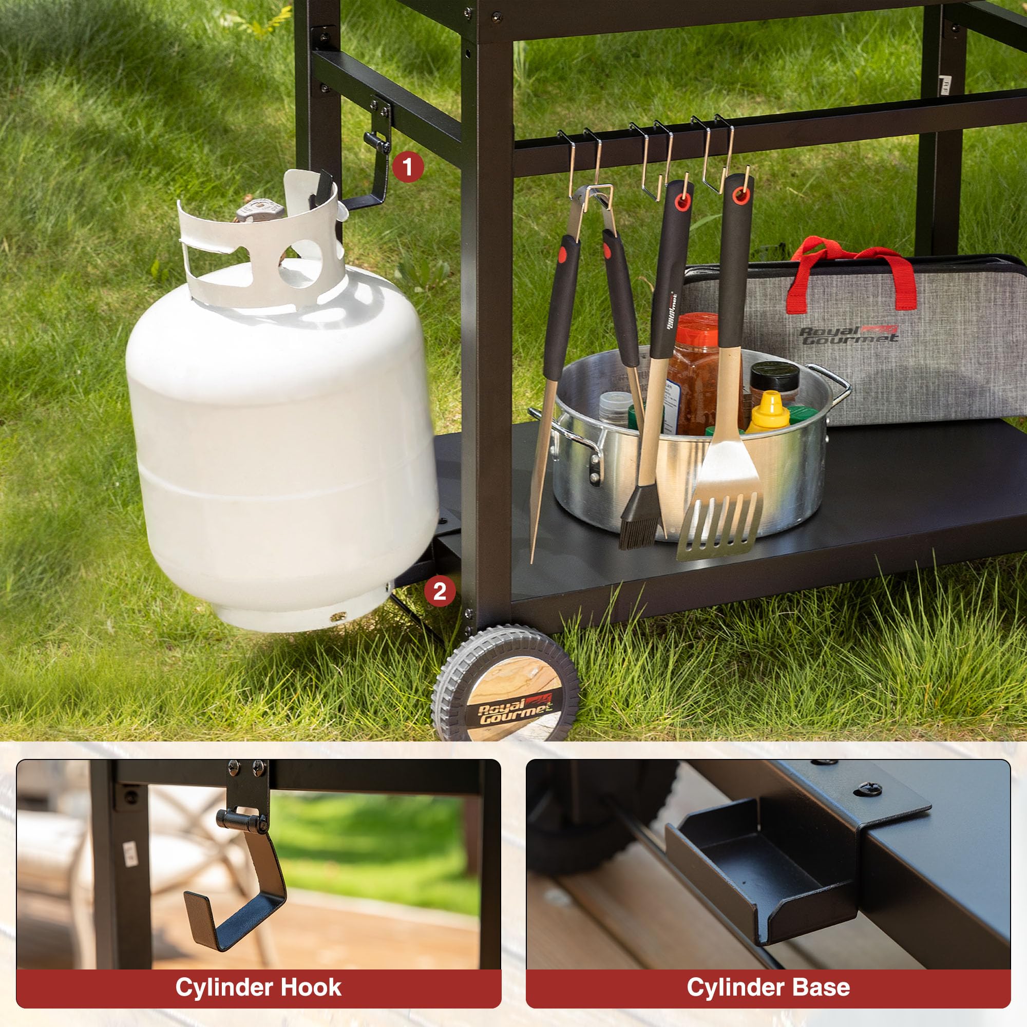 Outdoor Grill Cart with Double Shelf